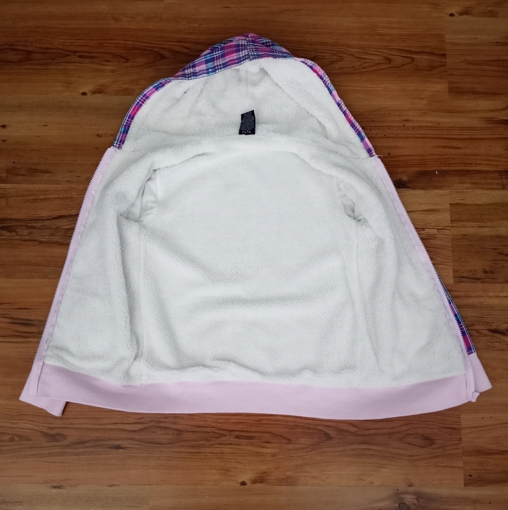 Girls Sherpa Lined Plaid Hoodie - Picture 3 of 10